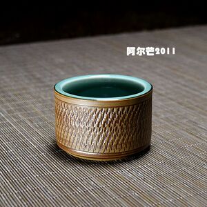 龙泉青瓷柴烧黄汉弟大师手工杯主人杯拉坯跳刀精品茶杯品茗杯茶盏