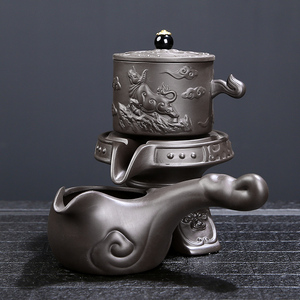 牛转钱坤紫砂石磨泡茶壶自动茶具套装功夫茶杯茶海懒人冲茶器整套
