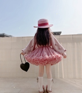 22女童套装马海毛粉色波波球毛衣二代豆沙色TUTU半身裙两件套洋气