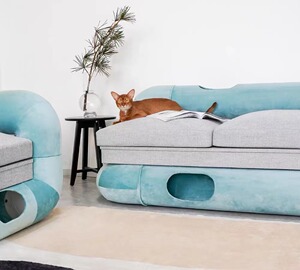 c-queen/定制款人宠两用猫沙发猫窝多功能猫隧道时尚沙发可拆清理