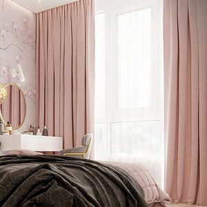 2021年新款粉色儿童丝绒窗帘卧室遮光公主粉脏灰粉藕粉色欧式绒布