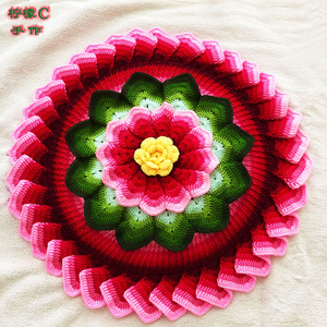 diy纯手工钩织毛线莲花坐垫沙发垫 汽车坐椅针织垫子材料包 教程