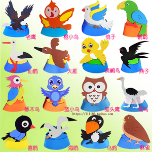 小鸟头饰鹰老鹰鹦鹉燕子乌鸦啄木鸟帽子表演道具头套饰动物面具