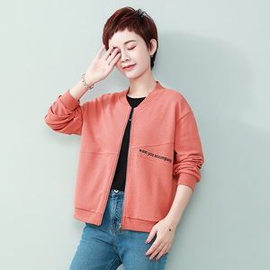 早秋纯棉短款外套女妈妈时尚棒球服2021春秋新款宽松洋气夹克上衣