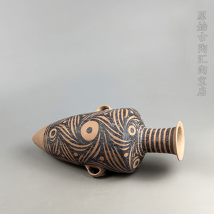 原始社会新石器时代马家窑文化旋纹尖底彩陶瓶历史实物教具真陶器