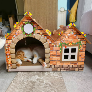 猫咪房子别墅四季通用猫抓板猫屋纸窝玩具猫窝纸箱封闭式宠物用品