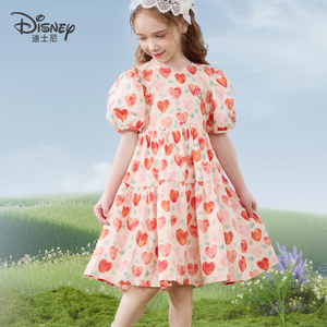 迪士尼女童连衣裙儿童夏装新款全棉裙子中大童公主裙洋气碎花裙