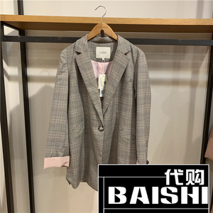 拉夏贝尔2019春装新款韩版休闲宽松格子西装外套女60007802