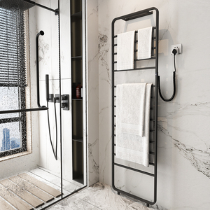 浴室落地式电加热毛巾挂架碳纤维家用卫生间置物架浴巾烘干机极简