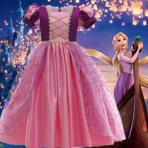 长发公主裙女童魔发奇缘乐佩苏菲亚爱洛睡美人秋季连衣裙儿童走秀