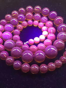 【臻爱轩】缅甸琥珀紫红茶珀塔链项链 荧光粉色茶珀