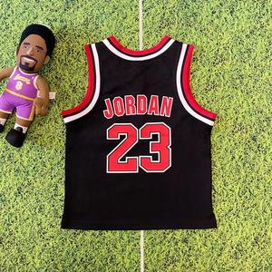 cham冠pion军 芝加哥公牛bulls乔老爷23号黑色球衣儿童篮球背心