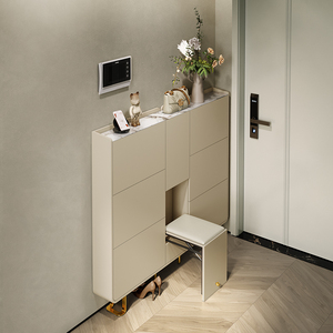 海森威现代简约玄关入户岩板轻奢风超极薄翻斗鞋柜17cm家用门口外