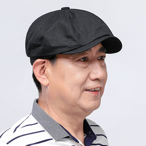 中老年帽子男贝雷帽前进帽春秋个性鸭舌帽男款爸爸爷爷男士八角帽