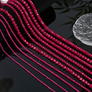 红刚玉红宝石刻面切面圆珠半成品2～6mm水晶手链项链配件散珠