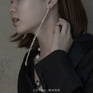 雨滴 天然小颗粒优雅水滴圆润珍珠长款耳环 造型多变路塔斯曼