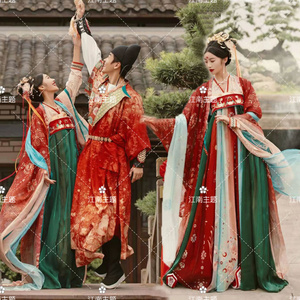 新款影楼主题服装汉服男女情侣工作室婚纱照复古唐装演出服走秀