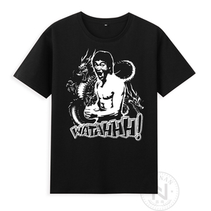 纯棉brucelee功夫kungfu中国龙李小龙短袖t恤超大6xl衣服有儿童装