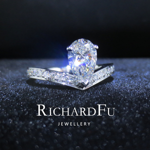 richardfu高级钻石 1.01克拉f色vs1净度ex水滴约瑟芬加冕爱钻戒