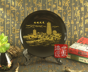 福州脱胎漆器赏盘摆件 福州三宝特色工艺品 榕城-福州风光雅黑