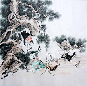 90xue丽珍淘宝诗圣李白人物画像国画酒仙李白醉酒图书房卧室客厅