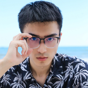 磨砂渐变日系可配近视眼镜框男潮网红眼睛大框架哑光超轻上黑下白