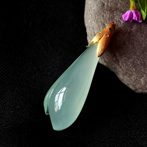 徐氏翠缘正品高端天然缅甸翡翠a货g18k老坑冰种晴水玉兰花吊坠女