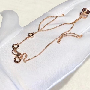 99新bvlgari宝格丽小蛮腰满钻mini满天星玫瑰金项链二手闲置