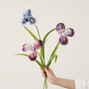 ladylike pu手感鸢尾假花仿真花摆设客厅茶几装饰花瓶插花 样板房