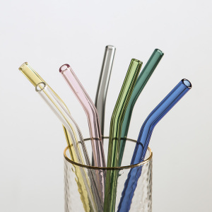 彩色玻璃吸管 高硼硅耐冷热玻璃环保饮管 2支包邮送刷
