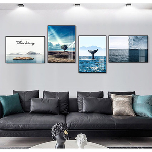 客厅装饰画沙发背景墙挂画现代简约轻奢创意大气四联组合壁画北欧