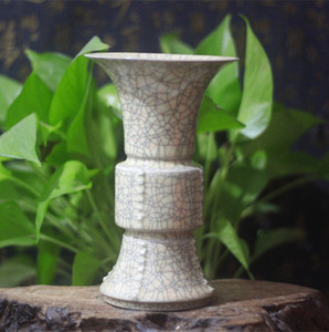 宋代哥窑金丝铁线瓷器花斛摆件古玩收藏古董花瓶老旧货仿古老花插