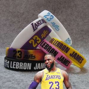 篮球球星湖人23号詹姆斯签名夜光运动手环硅胶腕带球迷饰品编织手