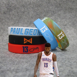 球星快船保罗乔治新标志paul george运动硅胶细版手环nba腕带6人付款