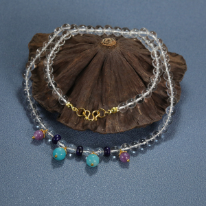 御宝司 复刻唐代水晶项链 汉服首饰 软璎珞 银镀金 纯银宝石复古