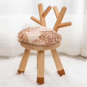 实木卡通小鹿斑比创意可爱动物椅子带靠背小圆凳子儿童换鞋凳矮凳