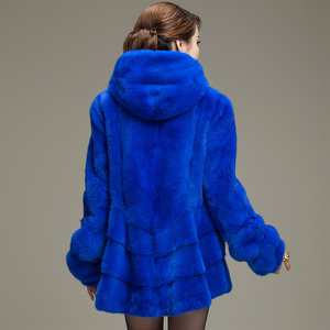 伊菲蓝女貂皮大衣整貂带帽中长款外套海宁水貂皮草整