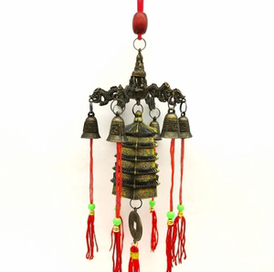 镇宅【六龙铜钟】六角塔平安钟风铃塔六角风铃旺财铜铃
