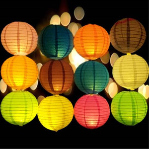 圣诞元宵节彩色纸灯笼节日装饰大红灯笼儿童手工材料diy绘画灯笼