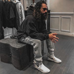 排扣裤高街男夏季fog联名nba半开扣直筒束脚篮球运动长裤女ins潮