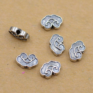 925纯银泰银哑光磨砂祥云如意小锁隔珠串珠配珠diy配件银饰c20