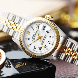 rolex劳力士日志datejust不锈钢18k间金自动机械表女表中古69173g