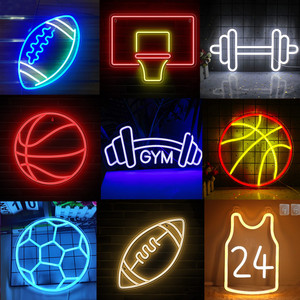 健身房体育篮球运动馆室内室外装饰灯霓虹灯哑铃造型灯发光字足球