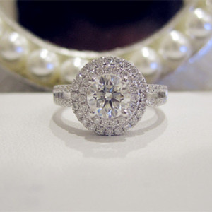 一克拉钻戒托 婚戒空托加工定制 围两圈钻显大 18k金铂金pt950