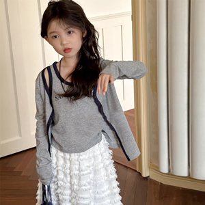 现货波拉bora韩国童装女童背心开衫外套两件套2024夏季防晒衣套装