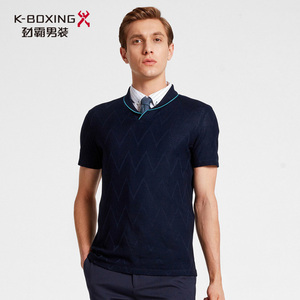 劲霸短袖t恤2019夏季新品螺纹领短袖丝光棉t恤|ftbv2575