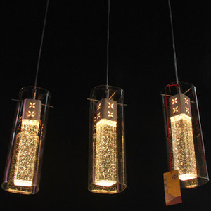 水晶柱餐厅吊灯创意个性吧台led饭厅卧室床头气泡简约三头过道灯