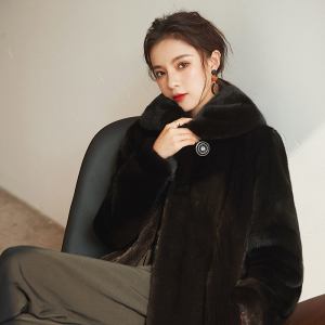 2023貂皮大衣女整貂中长款 过膝进口水貂毛皮草外套显瘦反季特价