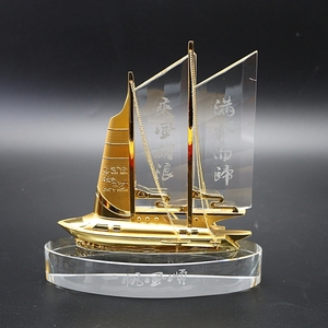 办公室水晶工艺品开业商务礼品定制会议活动帆船摆件