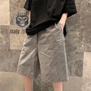 balenciaga/巴黎世家 21新款满身弹幕字母logo印花短裤男休闲裤女